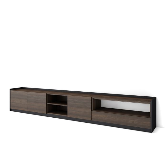Meuble TV 310x37x50cm Chêne foncé et Noir RF4342 Meuble TV 310x37x50cm Chêne foncé et Noir RF4342