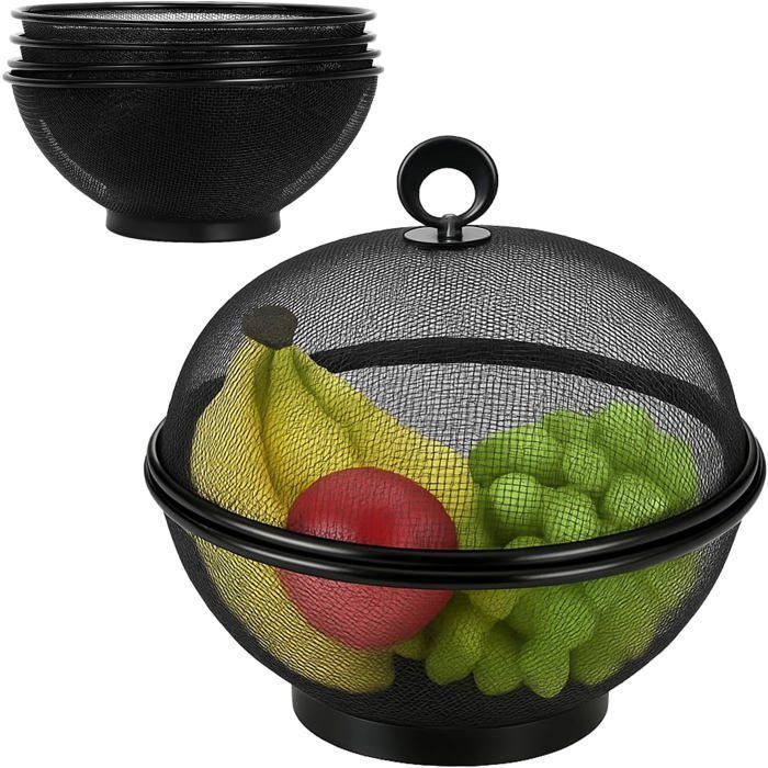 Lot de 2 paniers à fruits dété en filet avec couvercles pour protéger les comptoirs accessoires de cuisine (2 panier PORTE FRUITS