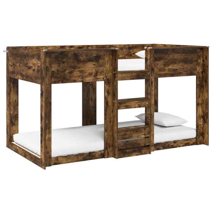 VENTE-FLASH Lit Superposé1 places - lit bébé/Structure de lit - pour Enfants - chêne fumé - 80x200 cm wna52a