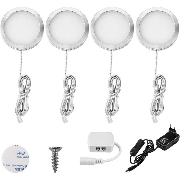 Lampe de Plac led 4er Éclairage Sous Meuble Lumière Armoire Vitrine Spot Encastrable pour Cabinet S5-4er Blanc S5-4er LAMPE A POSER