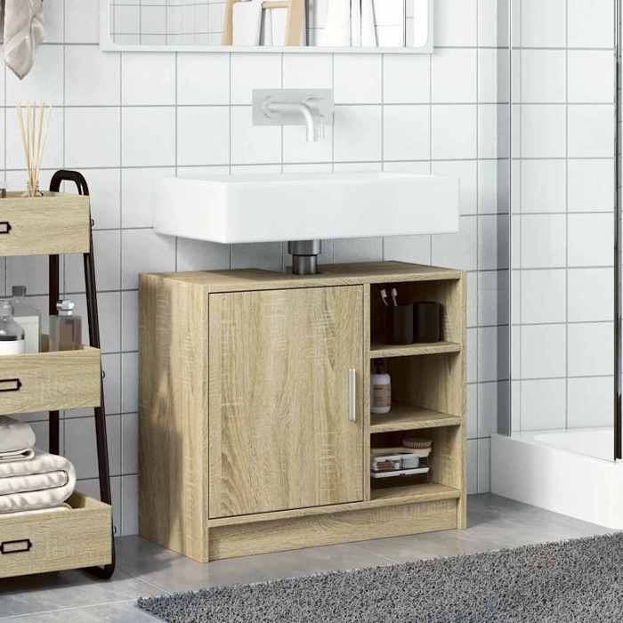 Promo“Armoire dévier Chêne Sonoma 63 x 29 x 55 cm en bois dingénierie pour Salle de Bain 242831