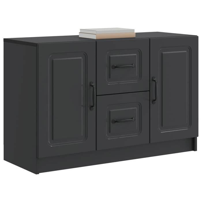 vidaXL Meuble rangement - Buffet avec tiroir Noir 89 x 34 5 x 57 cm Bois dingénierie poisd:25.4kg &1861