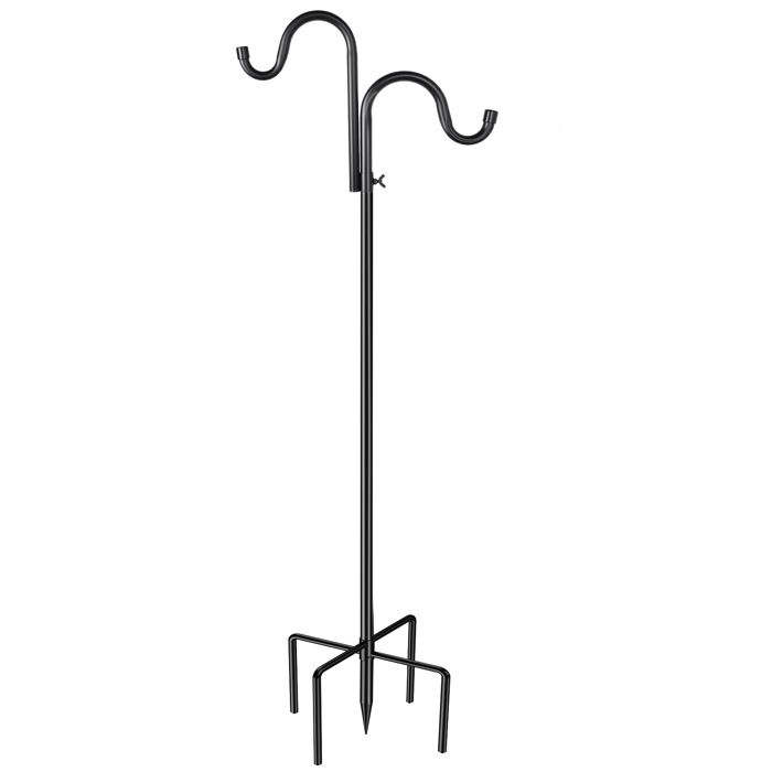 Crochet De Berger Double Crochet Piquet De Jardin Réglable En Fer Support Pour Mangeoire Oiseaux Panier De Fleurs Lanterne Lot de 1