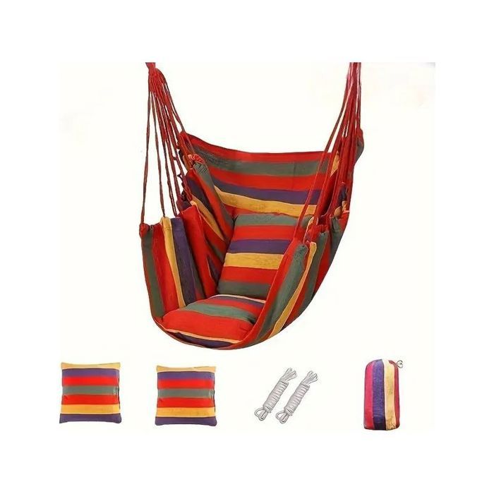 Fauteuil suspendu - Charge 150 kg Coussin inclus - Maison et jardin - Rouge 130x100 cm
