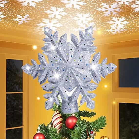 Étoile De Sapin De Noël Rouge à Flocons De Neige - Décoration De Noël 24 Cm - Pointe Pour Sapin
