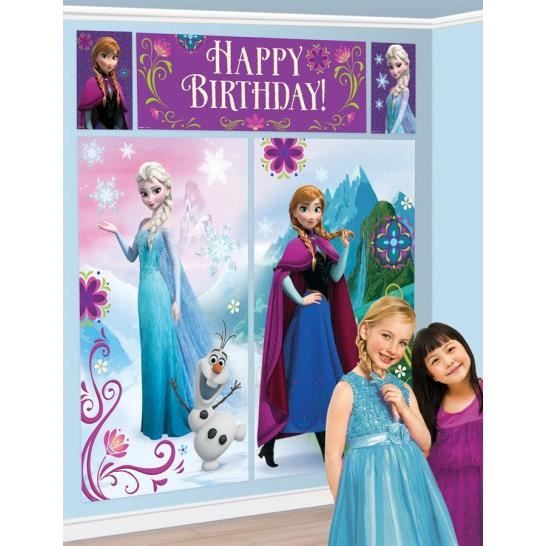 La Reine Des Neiges Pack 5 Decorations Murale Geante En Kit Achat Vente Deco De Fete Murale Cdiscount