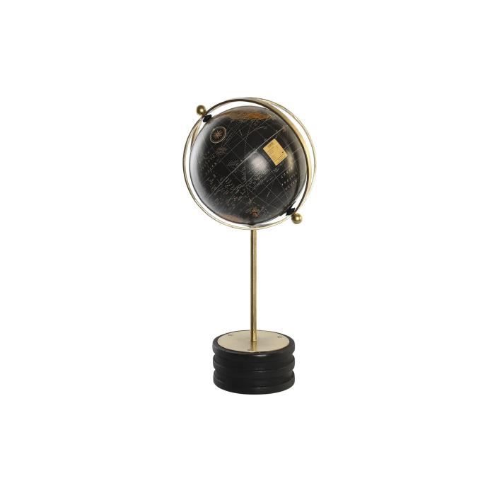 Globe Terrestre Antique 20 Cm Noir Et Doré - Décoration Bureau Et Salle De Classe Avec Pied Métal
