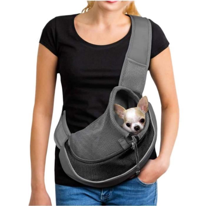 Sac de Transport Sac Bandoulière Filet Respirant pour Chien et Chat Chiot épaule pour Animaux de Compagnie Sling Transporteur,L