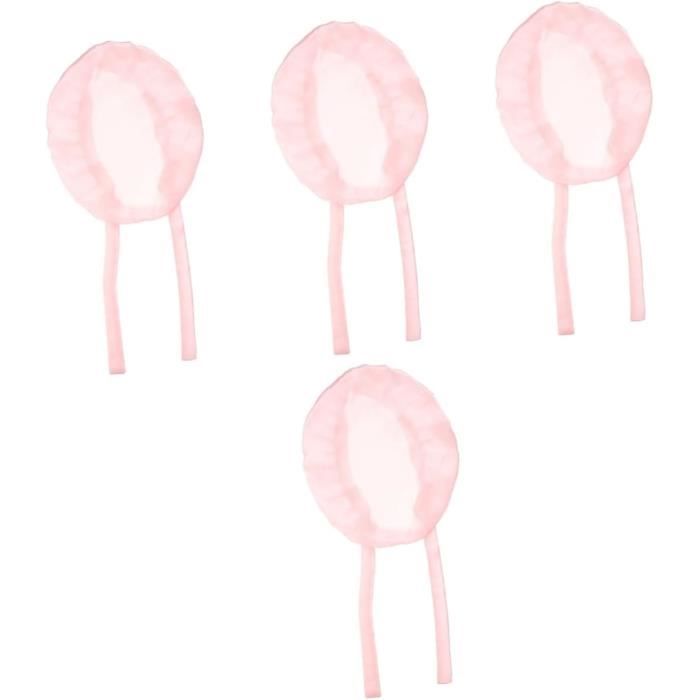 Lot De 4 Bonnets De Bain NITAIUN – Polyester Extensible – Noir Et Rose – Pour Adultes Et Enfants – Lavable