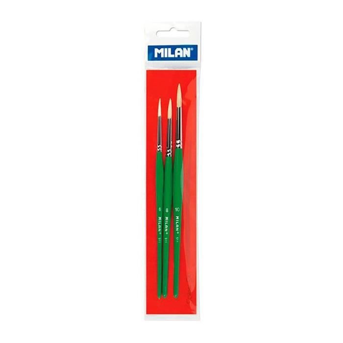 Pinceaux scolaires MILAN Série 511 3 pièces Poils en soie de