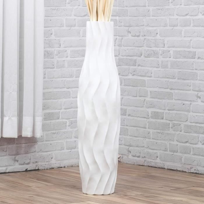 Grand vase de sol XXL - Blanc - 120 cm - En fibre de verre - Intérieur