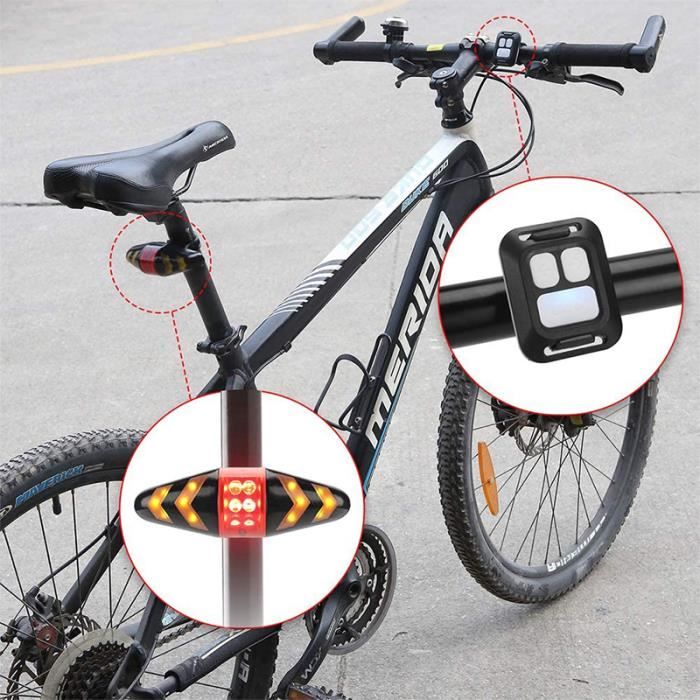 Feu Arrière + Indicateur de direction / Clignotant de vélo Sans Fil / Rechargeable USB