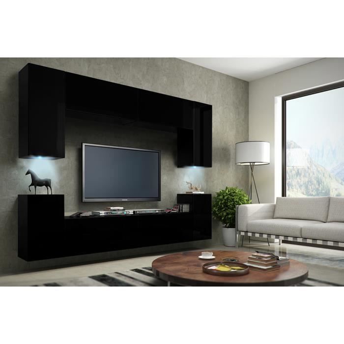 Hauteur Idéale Meuble Tv Suspendu Meuble De Salon Meuble Tv Complet Suspendu Concept Corps Noir Mat