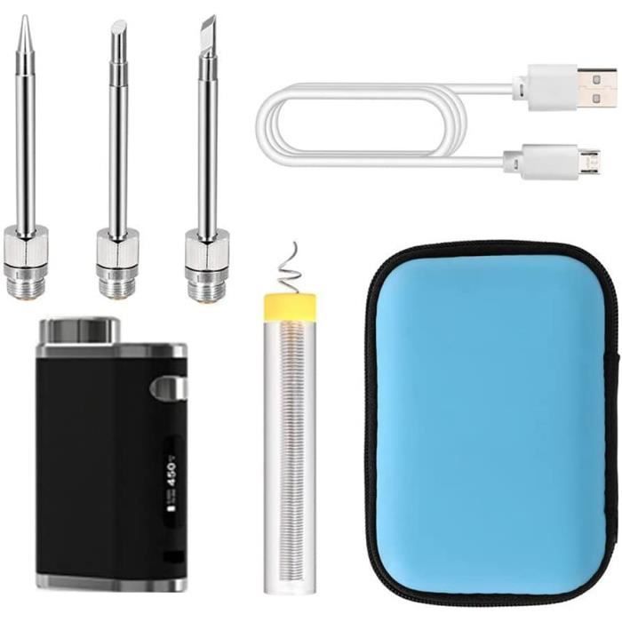Mini Fer à Souder USB Rechargeable Sans Fil - Kit Avec 3 Pointes, étain - Pour Petites Réparations électroniques