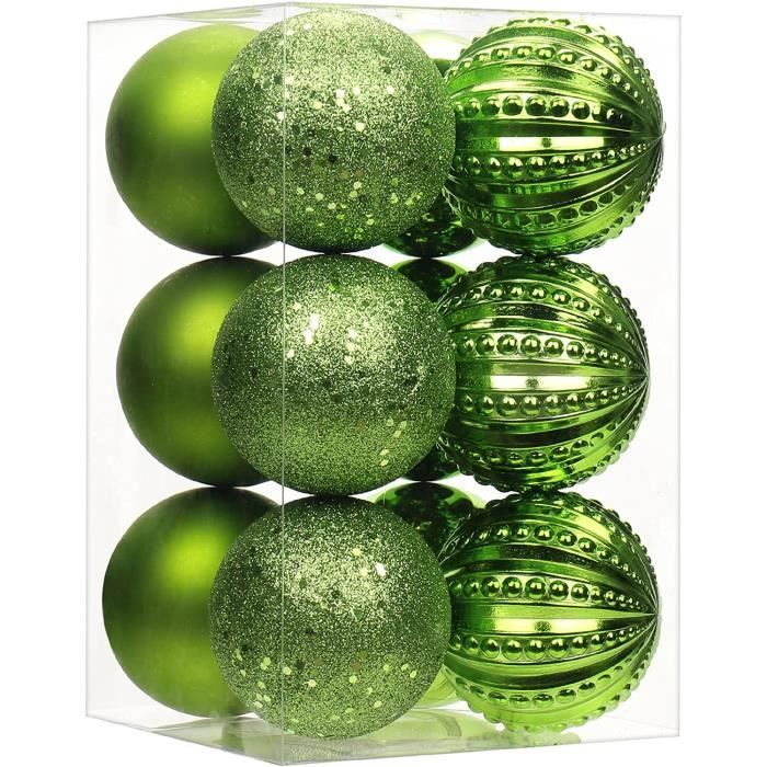 Boules de Noël Verte décoration Sapin de Noël Lot de 16,8CM3.1" Boules