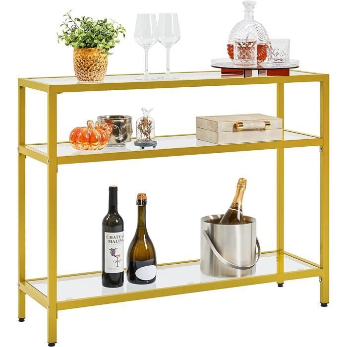 Table Console En Verre Et Métal étamé 90x90cm - Avec Tiroir, Style Glamour, Neuf