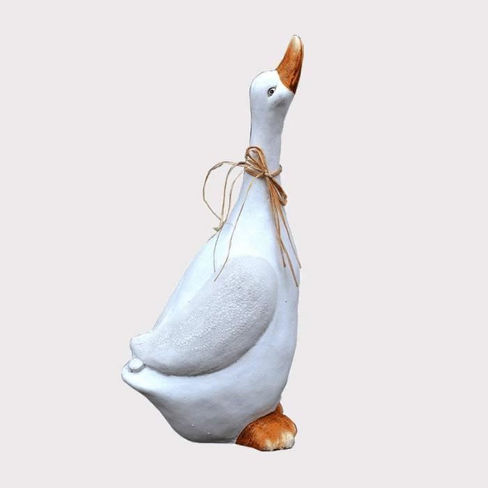Sculptures d'animaux de jardin Oie Blanche Figurine Statue De Jardin En