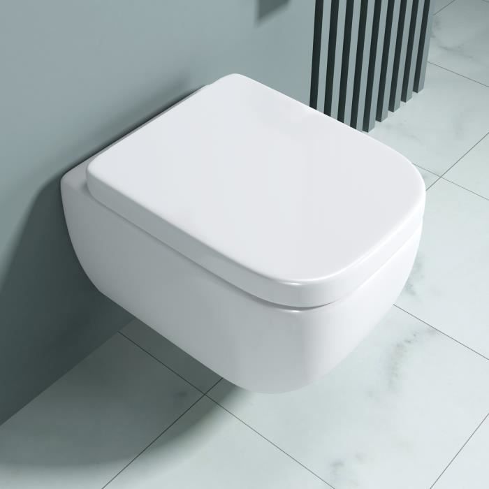 WC Suspendu Rectangulaire Céramique blanc, Connect