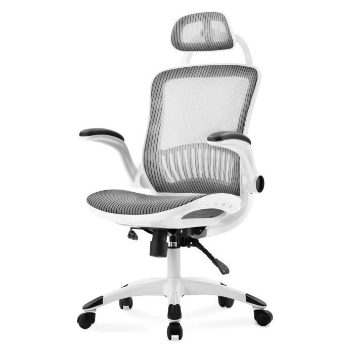 Merax Chaise De Bureau Fauteuil De Bureau En Maille Siege Ergonomique Avec Appui Tete Et Accoudoir Reglables Blanc Achat Vente Fauteuil Blanc Soldes Sur Cdiscount Des Le 20 Janvier Cdiscount
