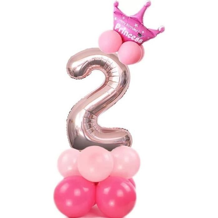 Ballon de 2 ans pour enfants, rose, bleu, pour garçons et filles,  décorations de fête de 2e anniversaire, chiffre 2, bannière en aluminium -  AliExpress