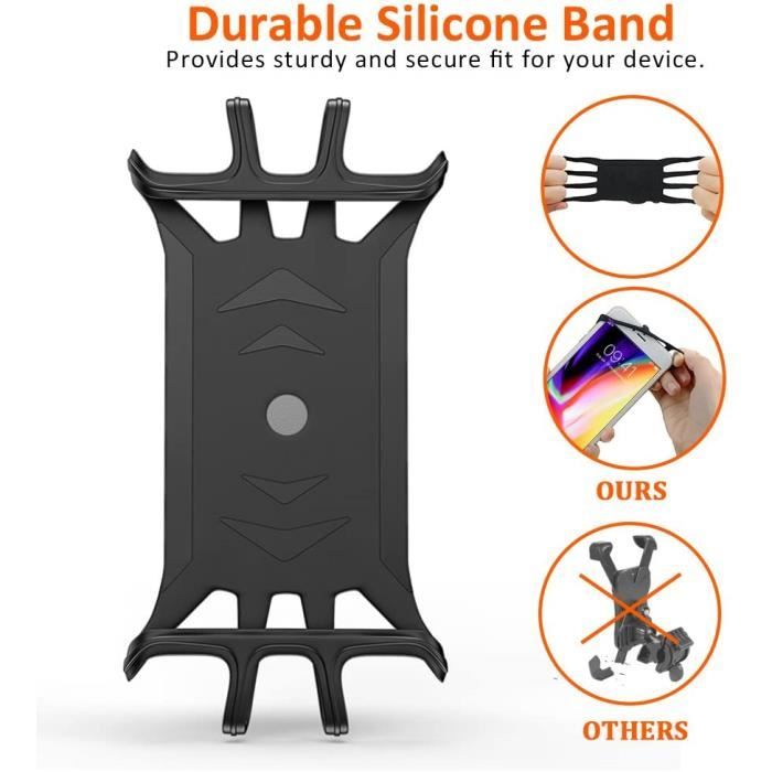 Support Téléphone Vélo 360° Anti-vibrations – Universel, Compatible 4,5-6,5 Pouces, Guidon 22-35 Mm, Noir