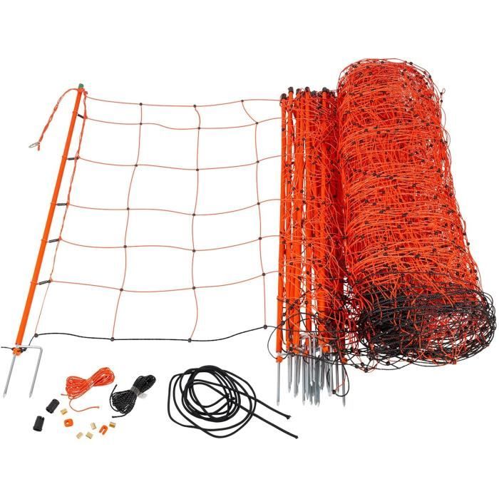 VOSS.farming Filet Électrique Pour Moutons - 50m X 90cm, 13 Piquets, Protection Anti-Prédateurs