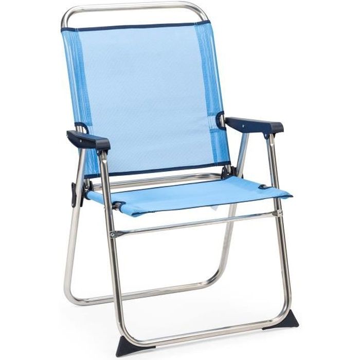 chaise de plage pliante solenny marinera dossier haut bleu