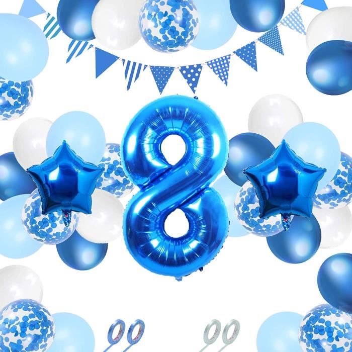 Ballon Anniversaire 8 ans,Deco D'anniversaire Garcon 8 ans,Happy Birthday  Ballon 8 ans Décoration Ballon à air - Cdiscount Maison