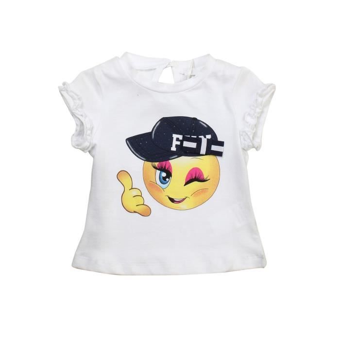 Fun Fun T Shirt Smiley Bebe Fille Blanc 9 Mois Blanc Cdiscount Pret A Porter