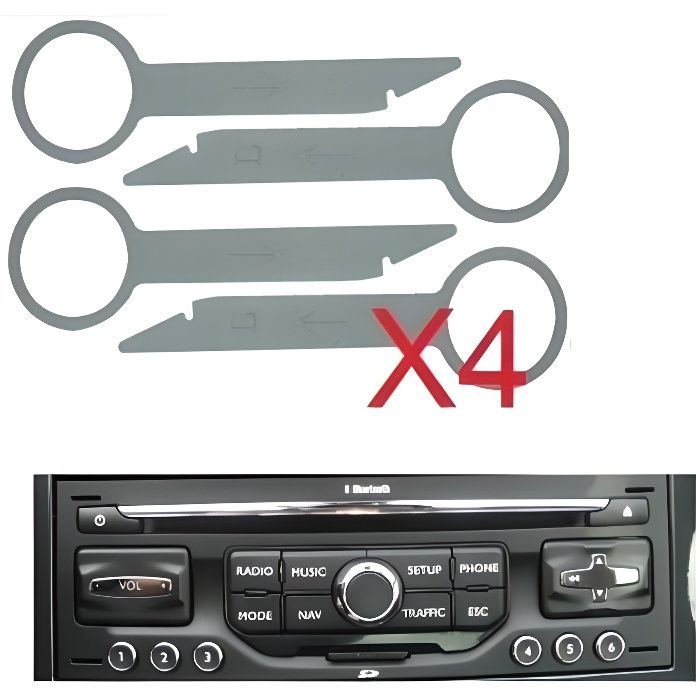 Kit D'extraction Autoradio Pour Fiat, Lancia, Citroën, Peugeot, Renault - Clés De Démontage 9cm - Neuf