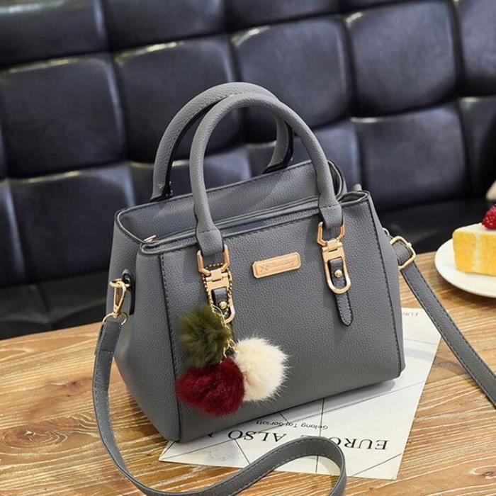 Gris fonc Sac Main En Boule De Fourrure Multifonction Pour