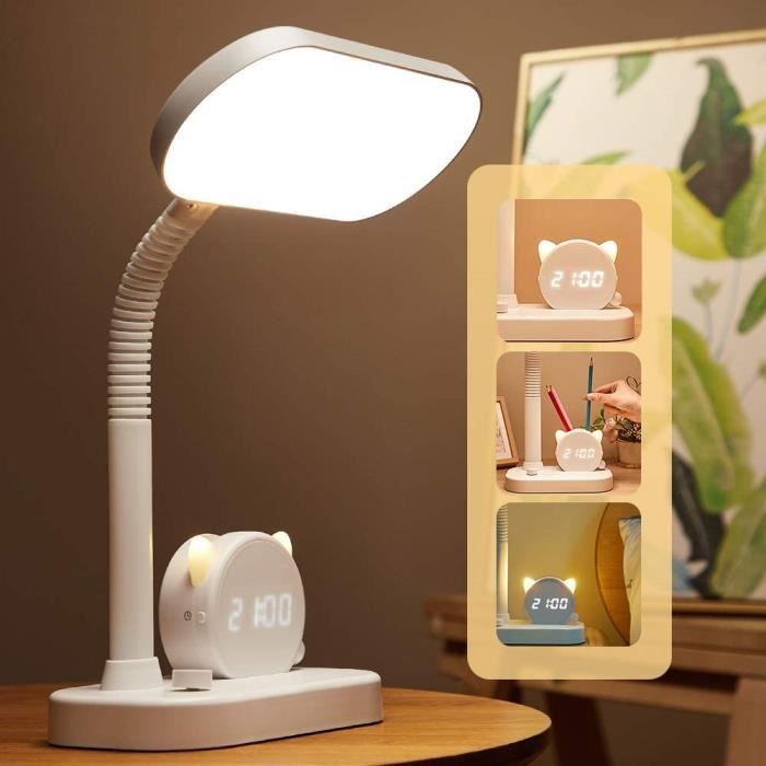 lampe de bureau,lampe de table,lampe de chevet sans fil,lampe led enfant 3  couleurs 3 luminosité,lampe de bureau porte-stylo usb d