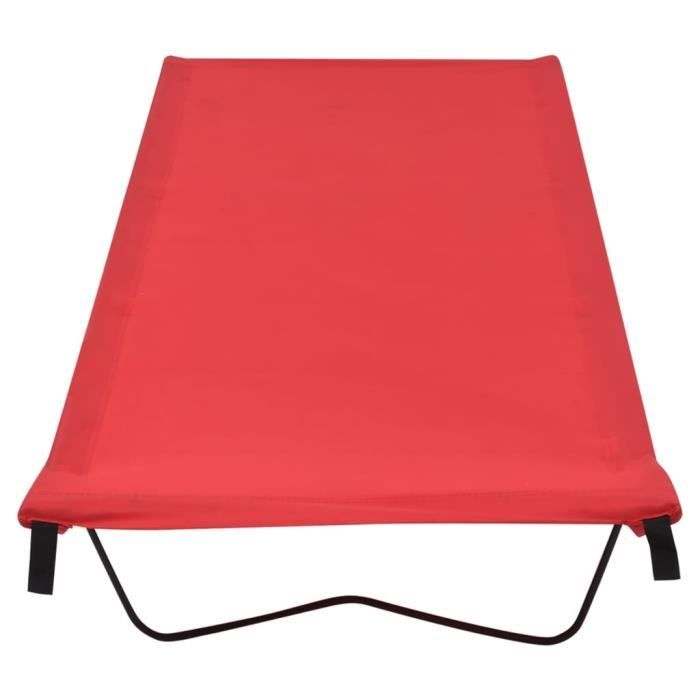 AYNEFY Lit de camping 180x60x19 cm Tissu Oxford et acier Rouge