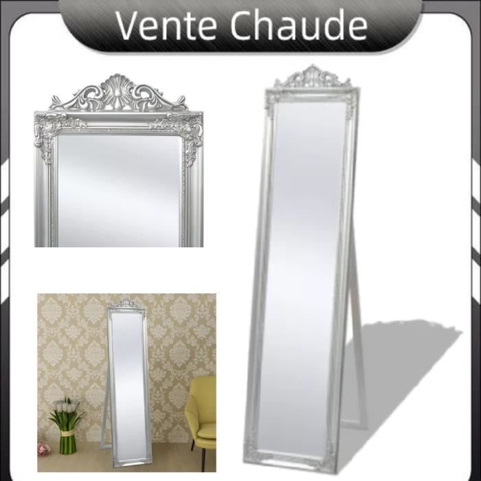 Simple et pratique Miroir sur pied Style baroque 160 x 40 cm Argenté Vogue LEC