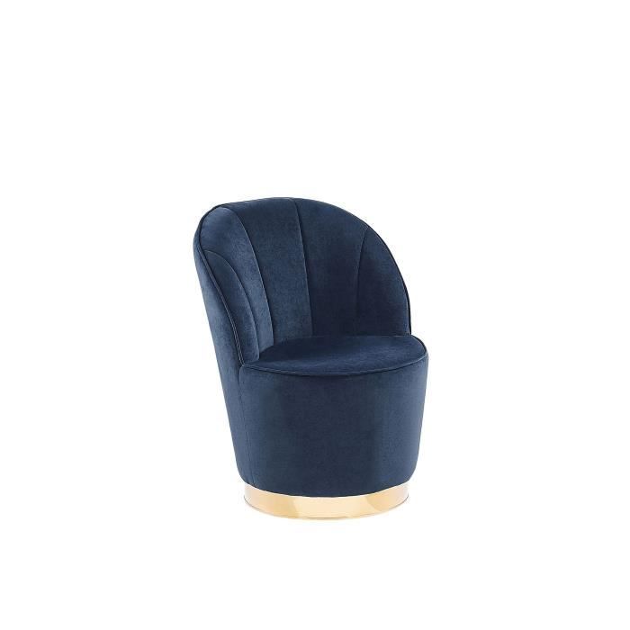 beliani - fauteuil en velours bleu alby