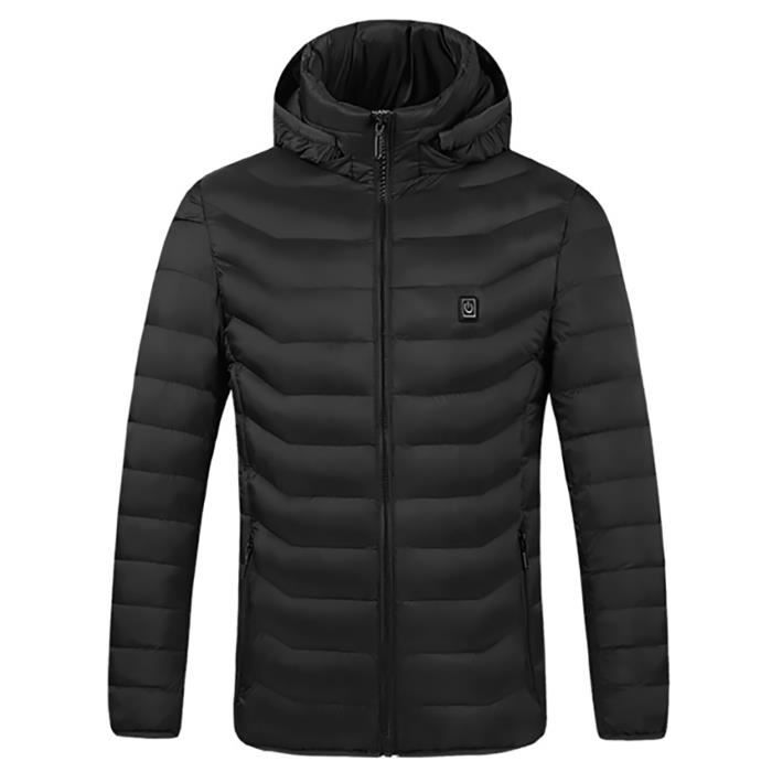 Manteau Chauffant Homme et Femme Veste a Capuche pour L hiver XXS Noir 2 Chanfant