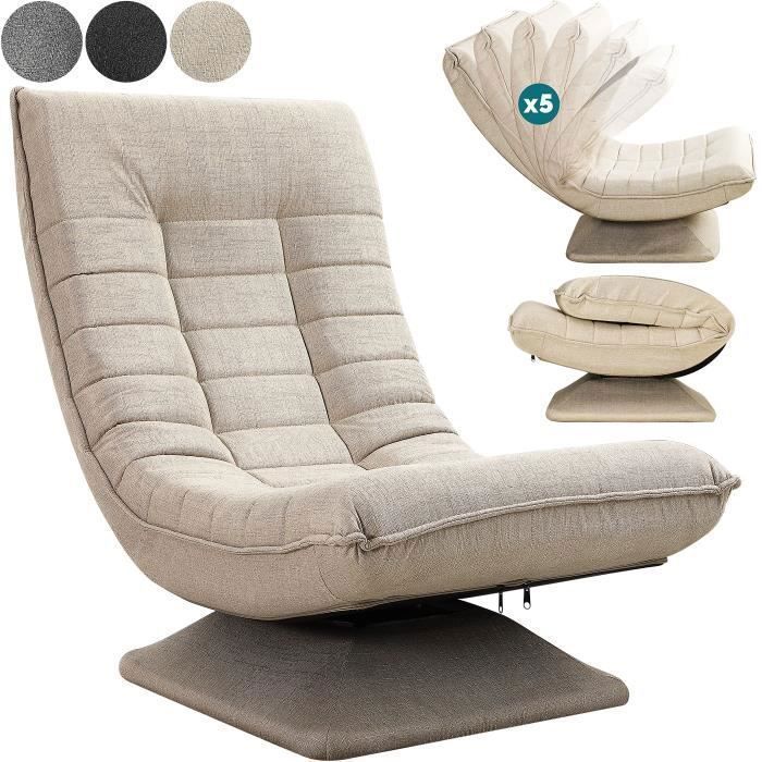 Fauteuil Pivotant 360° Crème Confortable CASARIA®