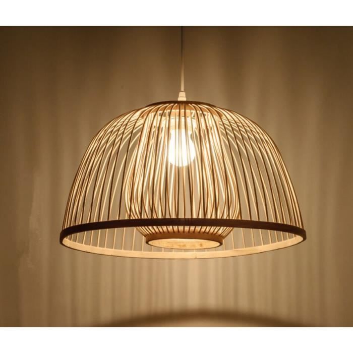 Japonais Style Suspension Luminaire Grand Diametre Lustre En Bambou Tissage A La Main Lustre Salle A Manger Luminaire 35 20cm Cdiscount Maison