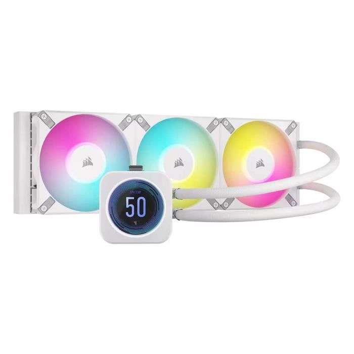 CORSAIR – H150i ELITE LCD XT – Kit de Watercooling tout-en-un – Radiateur 360mm – Blanc – (CW-9060077-WW)