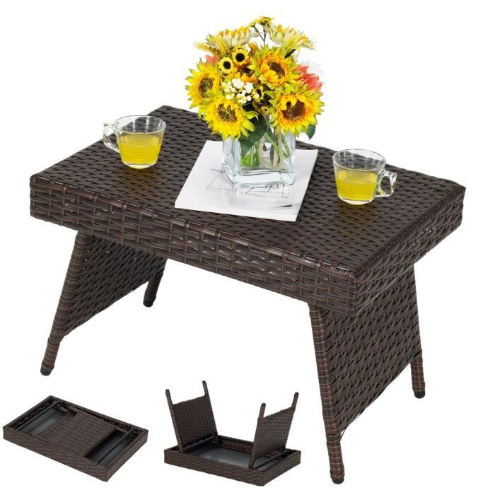 Table D’Appoint Extérieure COSTWAY En Bois D’Acacia – 2 Niveaux, Charge 95 Kg, 45 X 45 X 45 Cm