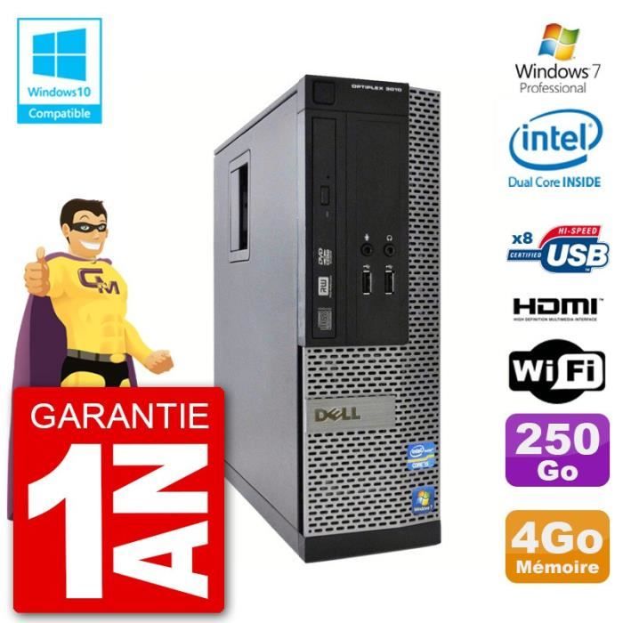 PC Dell 3010 SFF Intel G640 RAM 4Go Disque Dur 250Go Graveur DVD Wifi W7 Reconditionné - Dell reconditionné disponible sur Cdiscount Seconde Vie