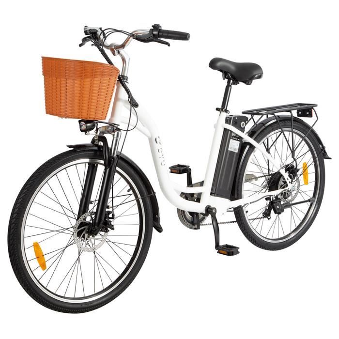Velo electrique femme DYU C6 Autonomie 60km 26 Pouces draisienne electrique 25km h VTC bike de ville amortisseur avant 48V13Ah blanc Cdiscount Sport