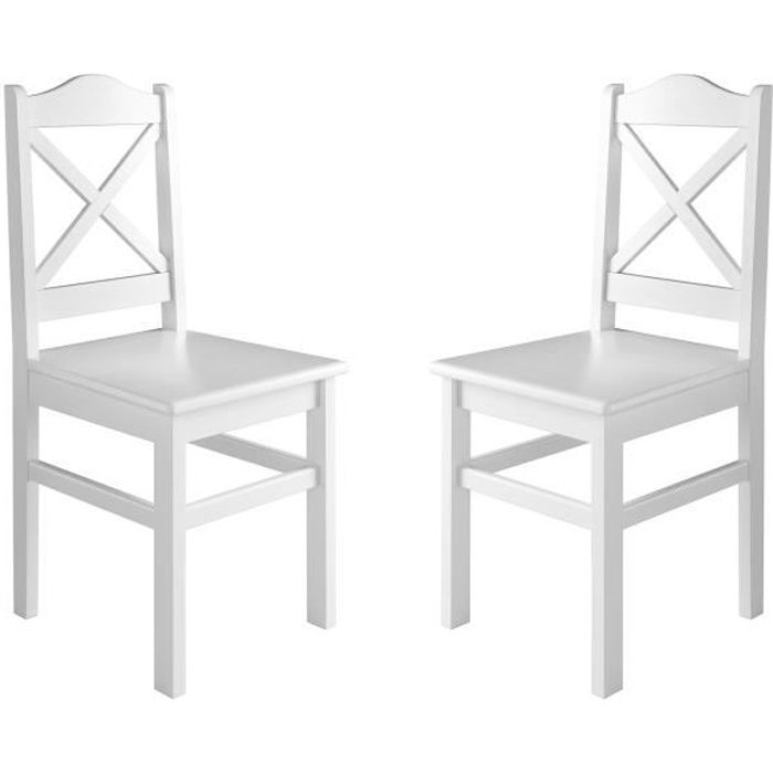 chaises de cuisine style rustique - erst-holz - set de 2 - blanc - bois massif - design traditionnel