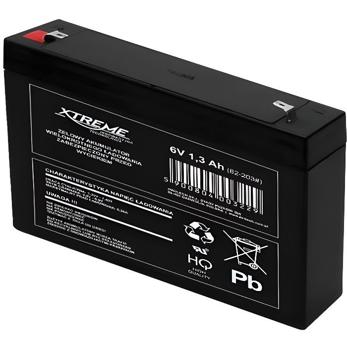 Batterie au gel 6V 1,3Ah Xtreme motos, quad, jouets, bateaux, caravanes