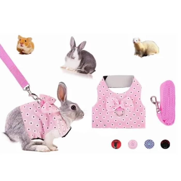 Comparer les prix de Fafeicy Laisse de harnais de lapin Harnais pour lapin, laisse réglable, doux, léger, mignon, petit animal de animalerie jouet