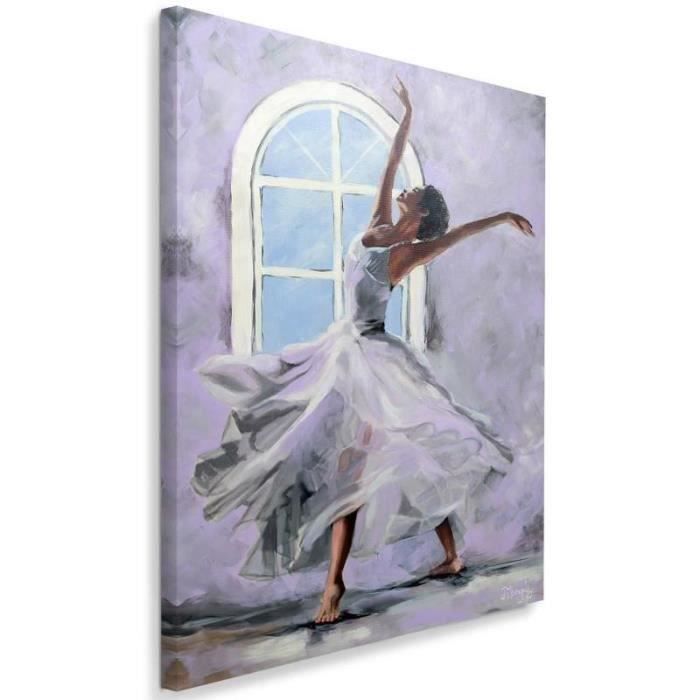 Tableau Décoration Murale Danseuse une robe blanche 70x100 cm Impression sur Toile fenêtre femme qui danse Déco dintérieur