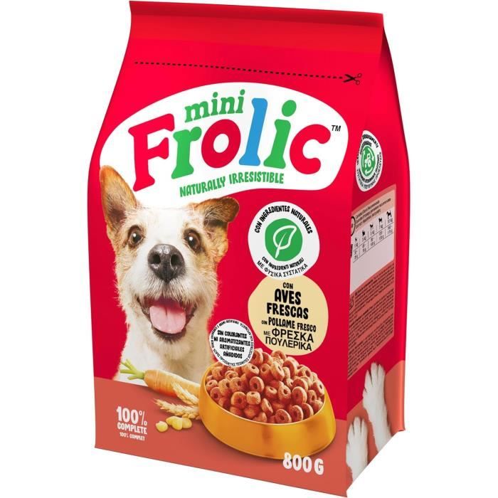 Comparer les prix de Croquettes pour Chien - FROLIC - Mini croquants - Goût volaille - 5 Sacs de 800 g - Adulte