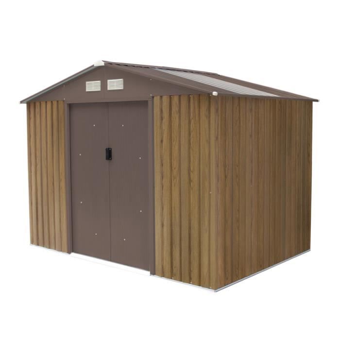 Abri De Jardin En Metal Couleur Bois De 5 29 M Kit D Ancrage