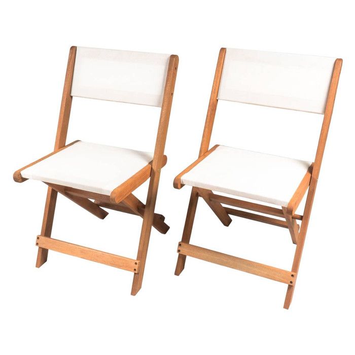 Lot de 2 chaises pliantes en bois exotique Seoul - Maple - Beige Lot de 2 chaises pliantes en bois exotique Seoul - Maple - Beige