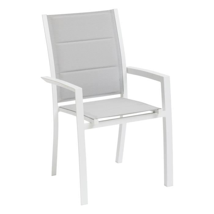 fauteuil de jardin empilable allure glacier & blanc - hespéride - aluminium - pliable - 670 g/m²